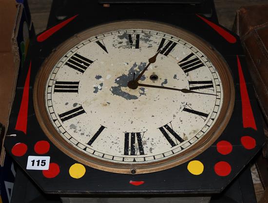 American wall clock and other other painted black, red and yellow